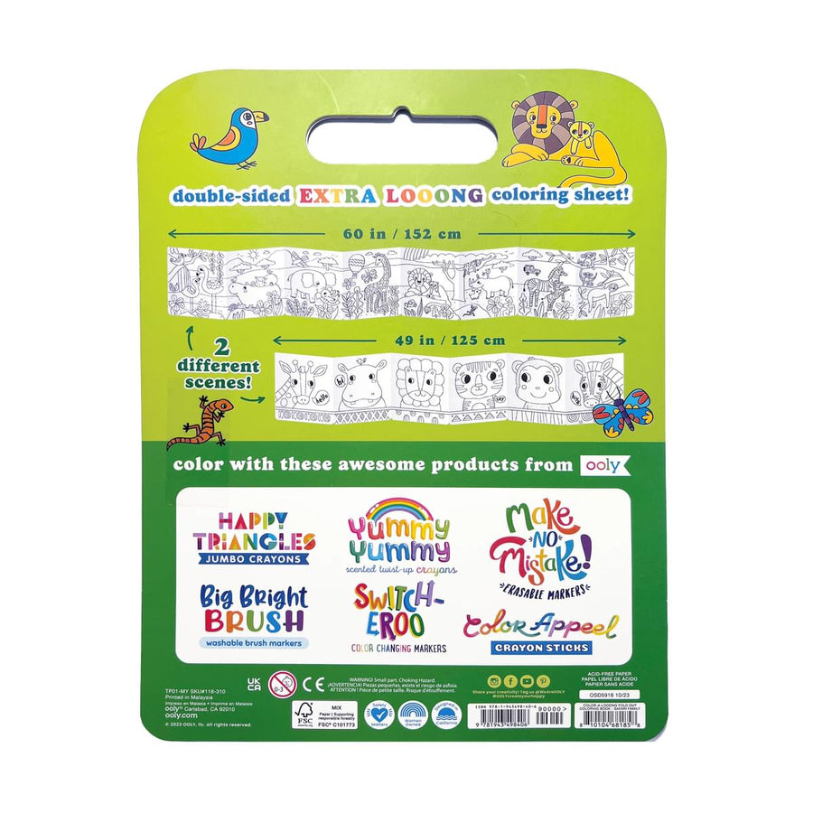 Color-A-Looong 5' Fold Out Kids Coloring Book - Safari Family